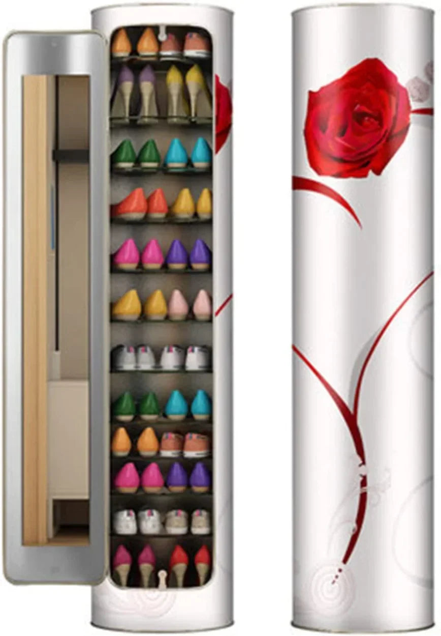 👟✨ Armoire à chaussures rotative avec miroir et désodorisant – Grande capacité et hygiénique !