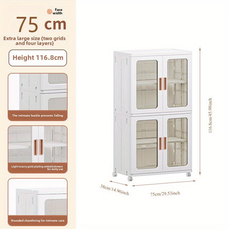 🧺 Armoire de rangement moderne en plastique blanc 2/3 pièces – Portes vitrées, organisateur polyvalent et mobile !