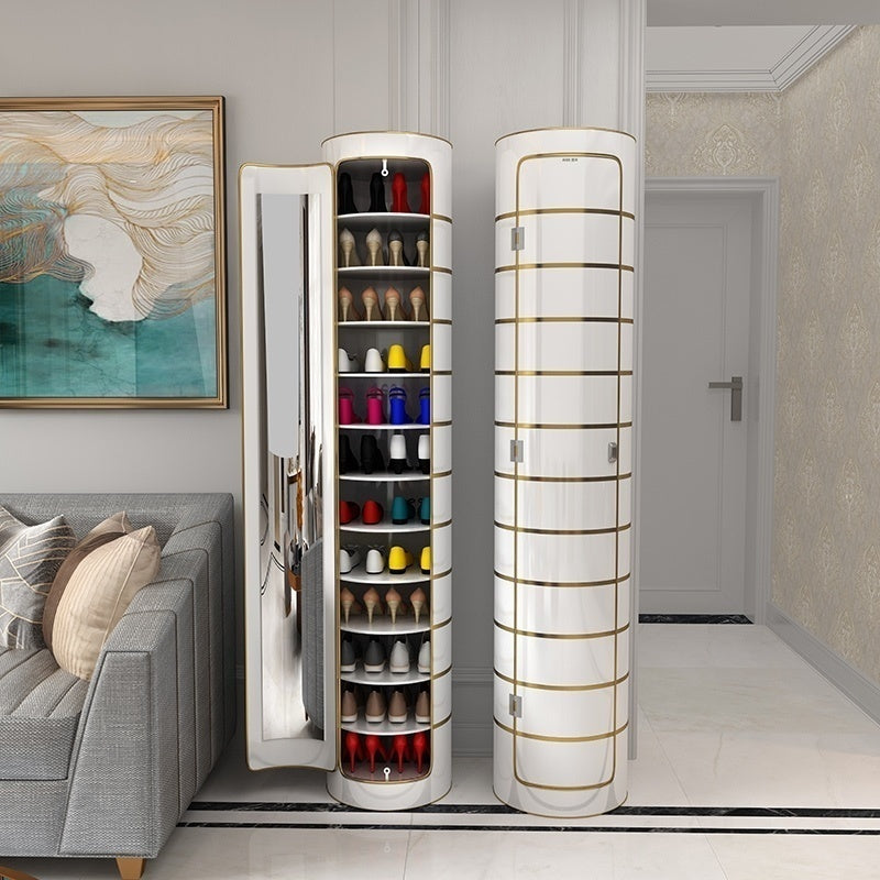 👟✨ Armoire à chaussures rotative avec miroir et désodorisant – Grande capacité et hygiénique !