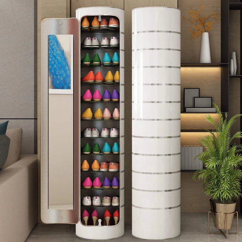 👟✨ Armoire à chaussures rotative avec miroir et désodorisant – Grande capacité et hygiénique !