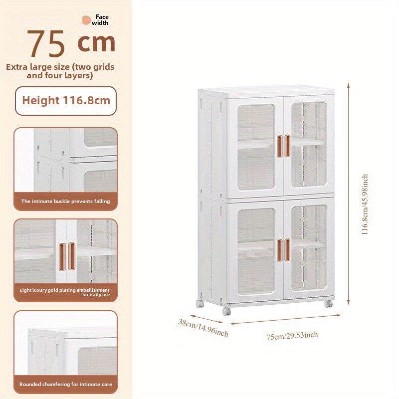 🧺 Armoire de rangement moderne en plastique blanc 2/3 pièces – Portes vitrées, organisateur polyvalent et mobile !