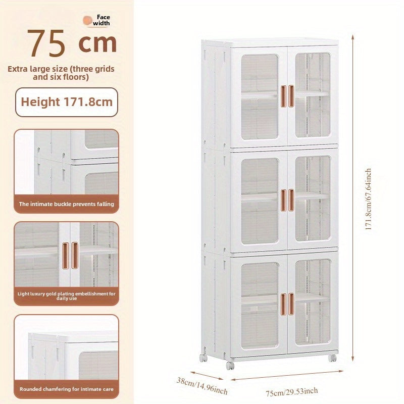 🧺 Armoire de rangement moderne en plastique blanc 2/3 pièces – Portes vitrées, organisateur polyvalent et mobile !