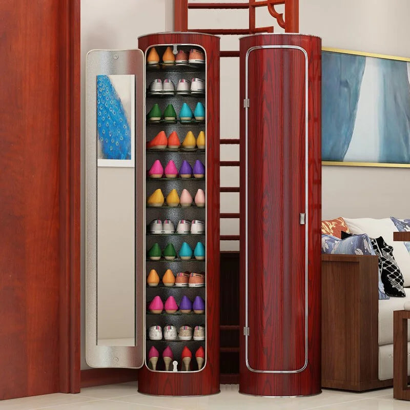 👟✨ Armoire à chaussures rotative avec miroir et désodorisant – Grande capacité et hygiénique !