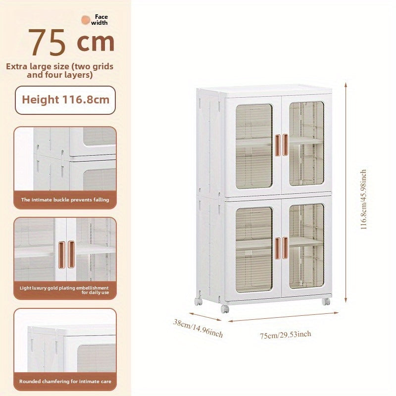 🧺 Armoire de rangement moderne en plastique blanc 2/3 pièces – Portes vitrées, organisateur polyvalent et mobile !
