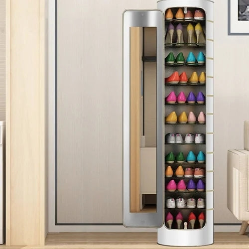 👟✨ Armoire à chaussures rotative avec miroir et désodorisant – Grande capacité et hygiénique !
