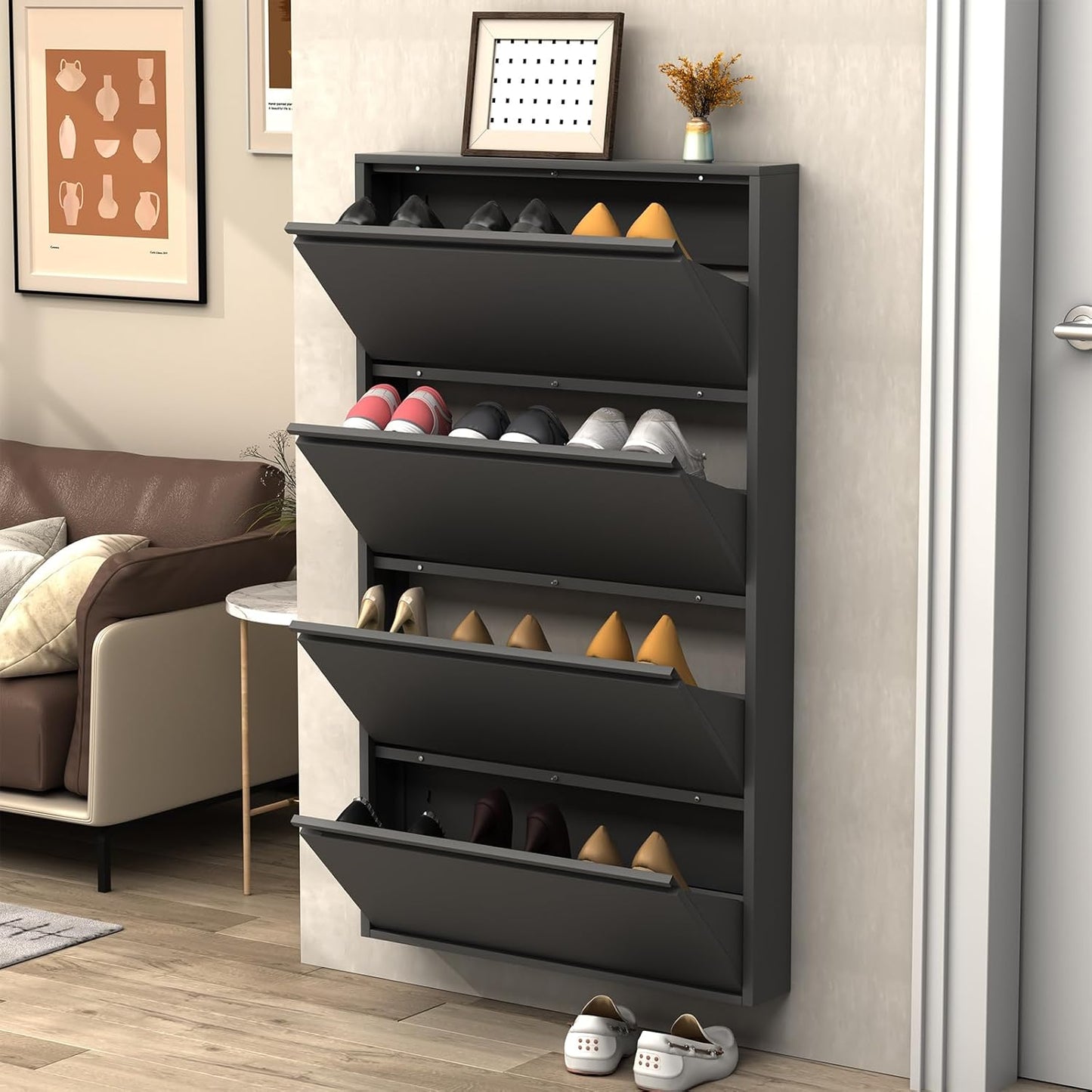 LUCYPAL Organisateur de chaussures moderne en métal - Fixation murale