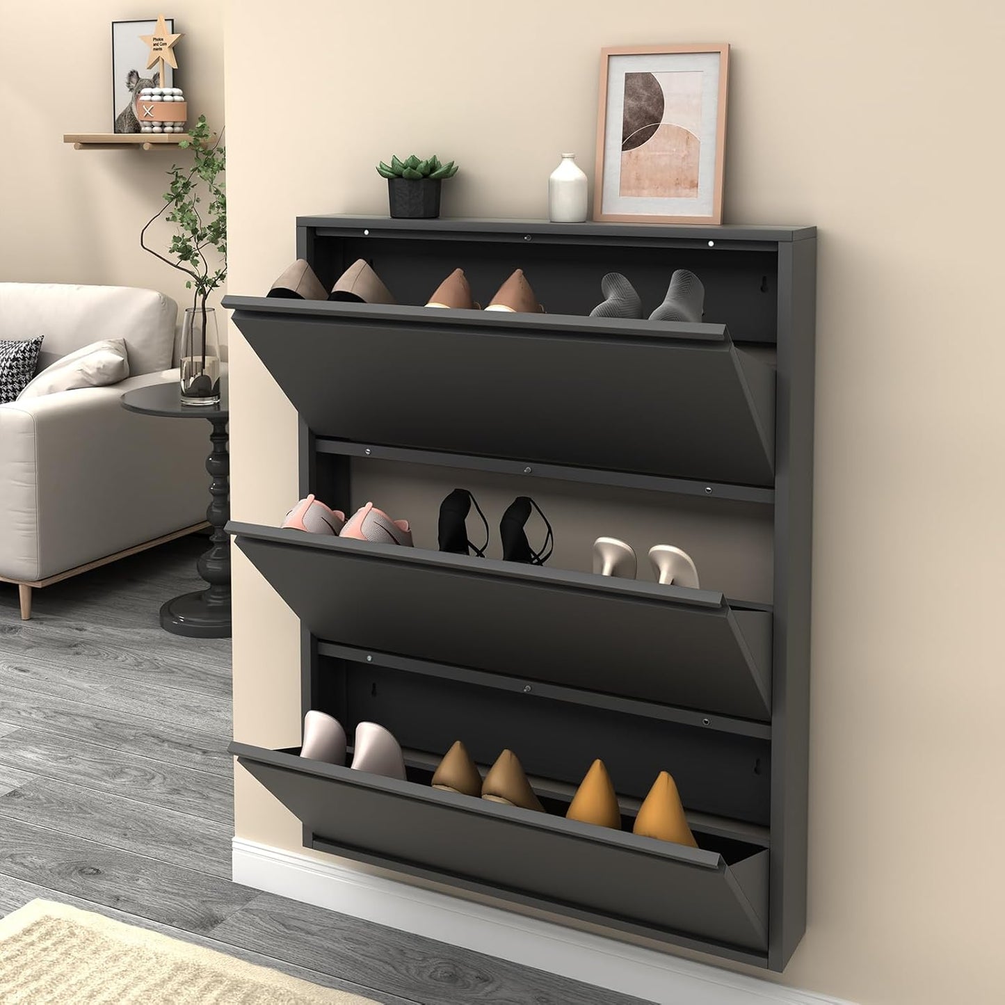 LUCYPAL Organisateur de chaussures moderne en métal - Fixation murale