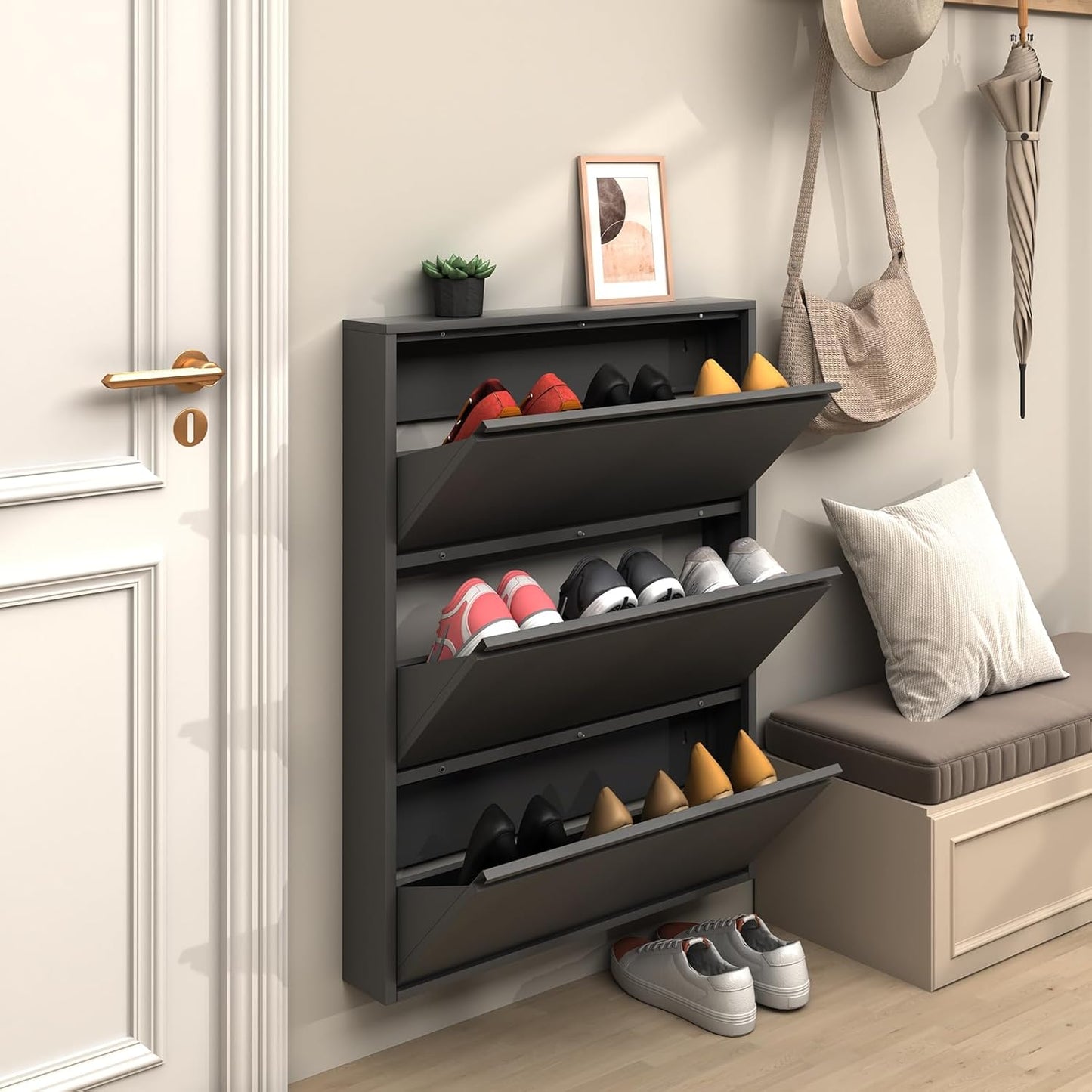 LUCYPAL Organisateur de chaussures moderne en métal - Fixation murale