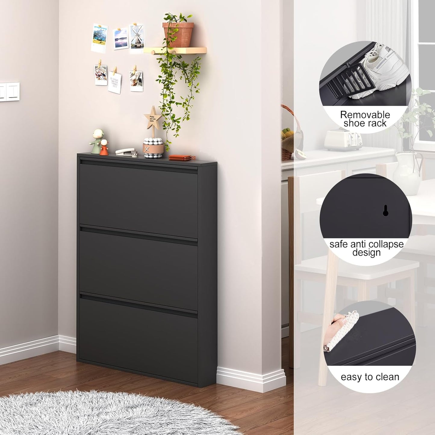 LUCYPAL Organisateur de chaussures moderne en métal - Fixation murale