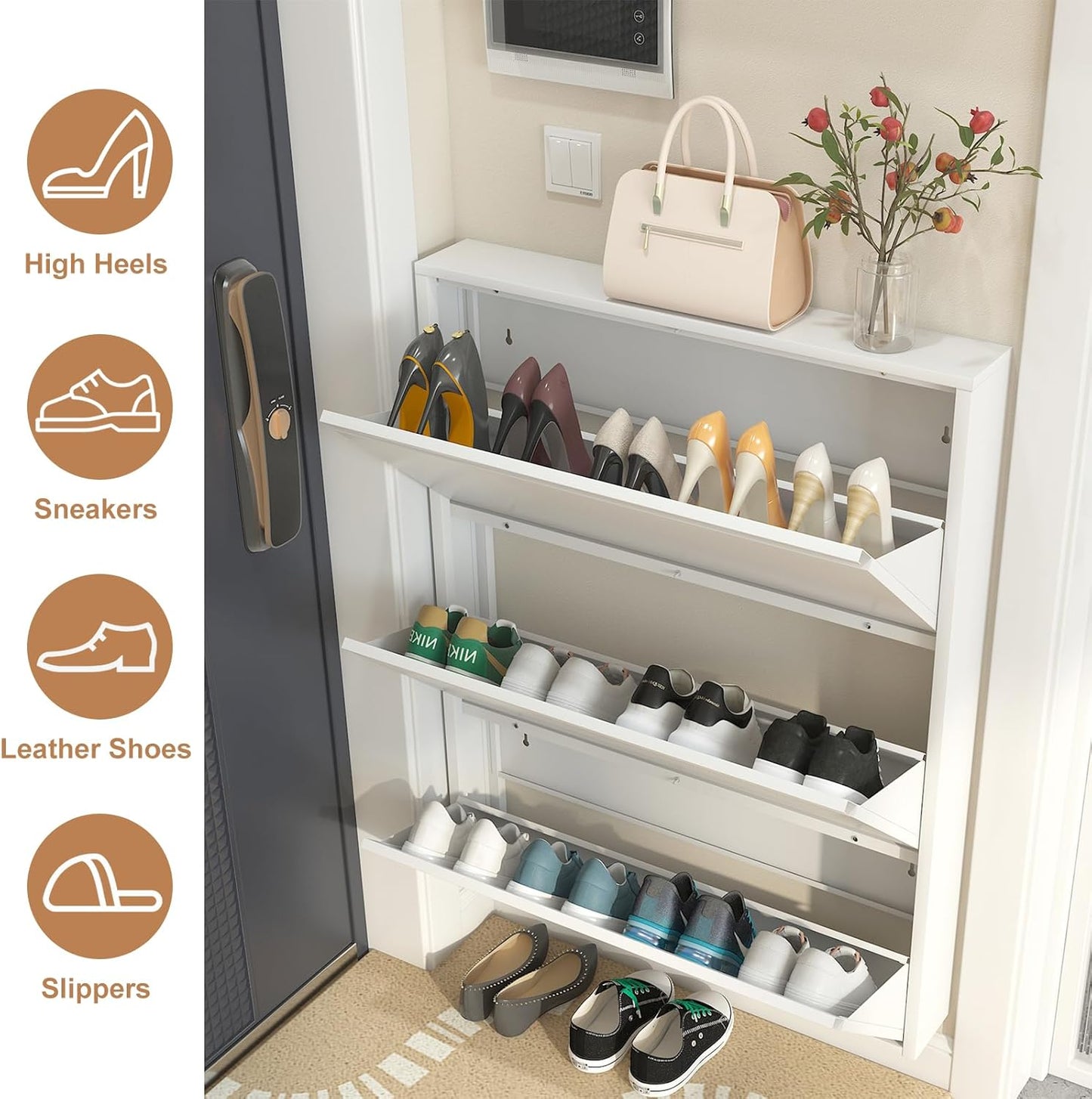 LUCYPAL Organisateur de chaussures moderne en métal - Fixation murale