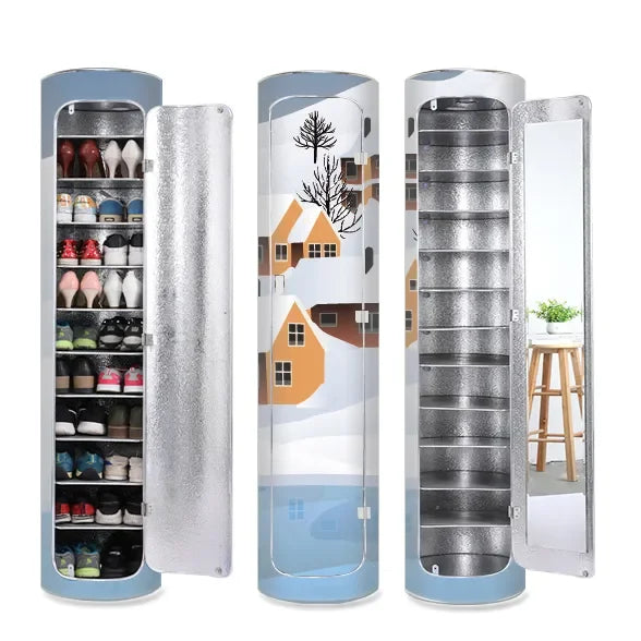 👟✨ Armoire à chaussures rotative avec miroir et désodorisant – Grande capacité et hygiénique !