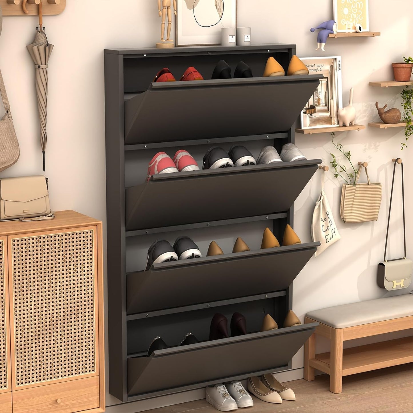 LUCYPAL Organisateur de chaussures moderne en métal - Fixation murale