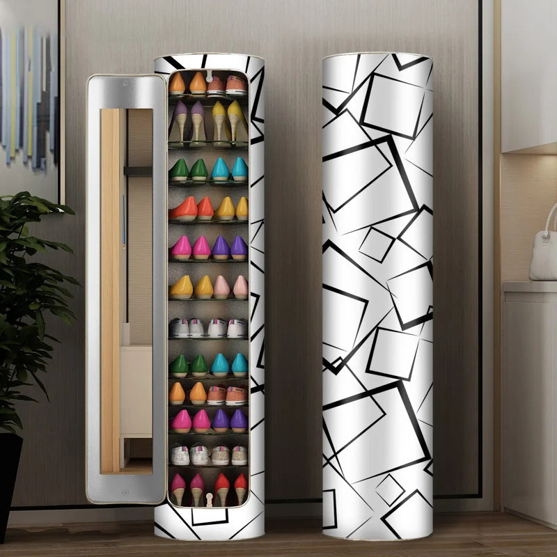 👟✨ Armoire à chaussures rotative avec miroir et désodorisant – Grande capacité et hygiénique !