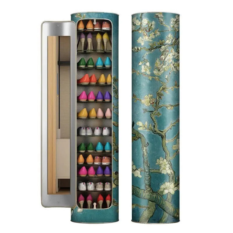 👟✨ Armoire à chaussures rotative avec miroir et désodorisant – Grande capacité et hygiénique !