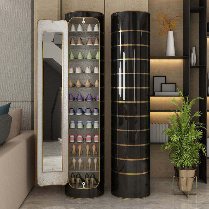 👟✨ Armoire à chaussures rotative avec miroir et désodorisant – Grande capacité et hygiénique !