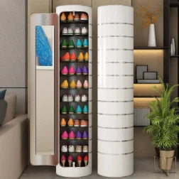 👟✨ Armoire à chaussures rotative avec miroir et désodorisant – Grande capacité et hygiénique !
