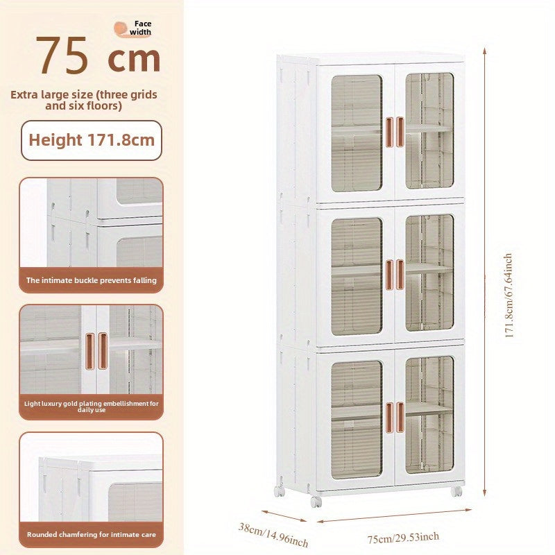 🧺 Armoire de rangement moderne en plastique blanc 2/3 pièces – Portes vitrées, organisateur polyvalent et mobile !