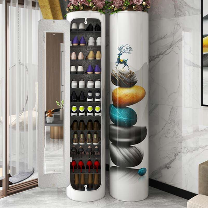 👟✨ Armoire à chaussures rotative avec miroir et désodorisant – Grande capacité et hygiénique !