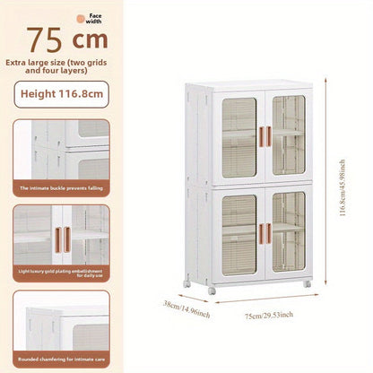 🧺 Armoire de rangement moderne en plastique blanc 2/3 pièces – Portes vitrées, organisateur polyvalent et mobile !