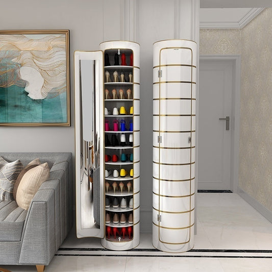 👟✨ Armoire à chaussures rotative avec miroir et désodorisant – Grande capacité et hygiénique !