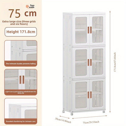 🧺 Armoire de rangement moderne en plastique blanc 2/3 pièces – Portes vitrées, organisateur polyvalent et mobile !