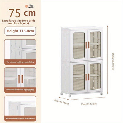🧺 Armoire de rangement moderne en plastique blanc 2/3 pièces – Portes vitrées, organisateur polyvalent et mobile !