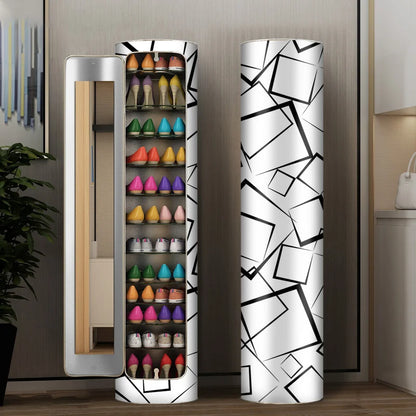 👟✨ Armoire à chaussures rotative avec miroir et désodorisant – Grande capacité et hygiénique !