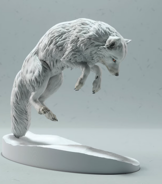 Arctic Hunting fox - white ready to paint sculpture / figurine