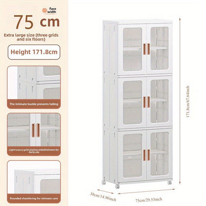 🧺 Armoire de rangement moderne en plastique blanc 2/3 pièces – Portes vitrées, organisateur polyvalent et mobile !